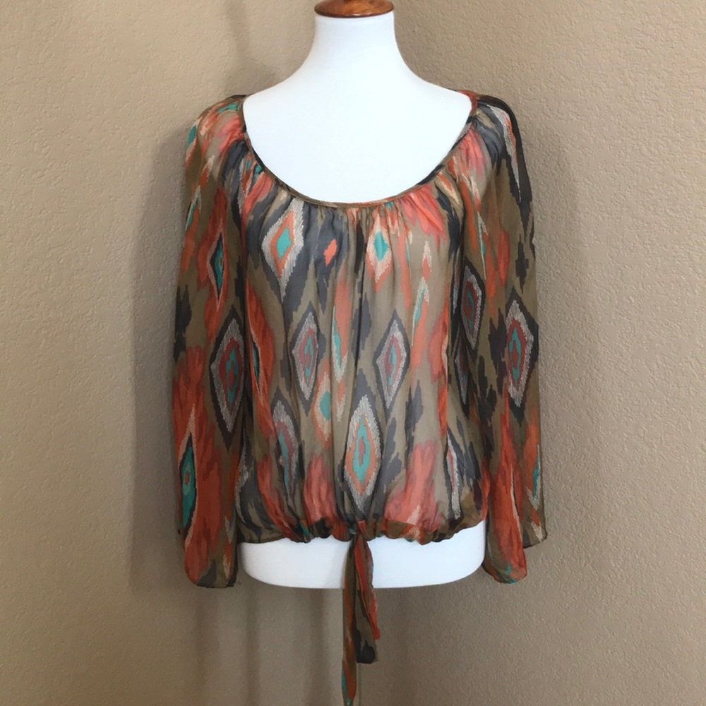 Cinnamon Girl Tie Front Sheer Top
